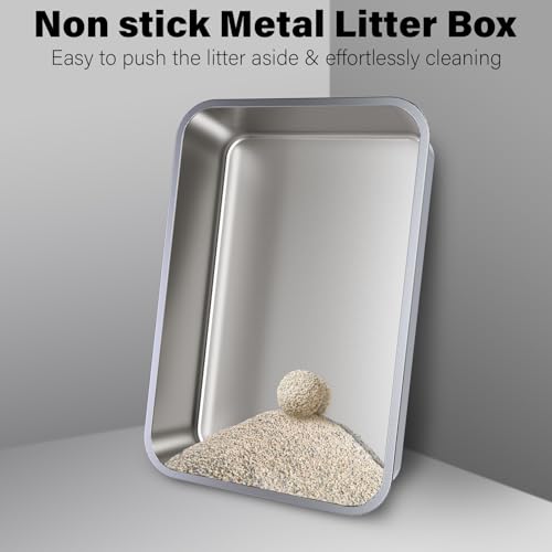 Stainless Steel Litter Box for Kitten,Metal Litter Box with Lid S - view 6