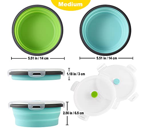 2 Pack Collapsible Silicone Travel Dog Bowls with Lids - Portable Pet Feeders, 17 oz 500ml - view 2