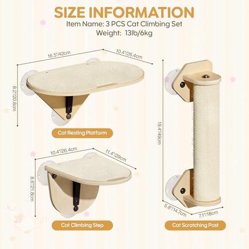Cat Window Perch with Steps Cat Scratching Sturdy for Climbing, 3pcs - view 5