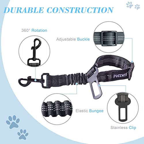 2 Pack Dog Seat Belt Adjustable Dog Car Seatbelts for Vehicle Nylon Pet Safety Seat Belt with Elastic Bungee Buffer Reflective & Durable Car Harness for Dogs - view 4