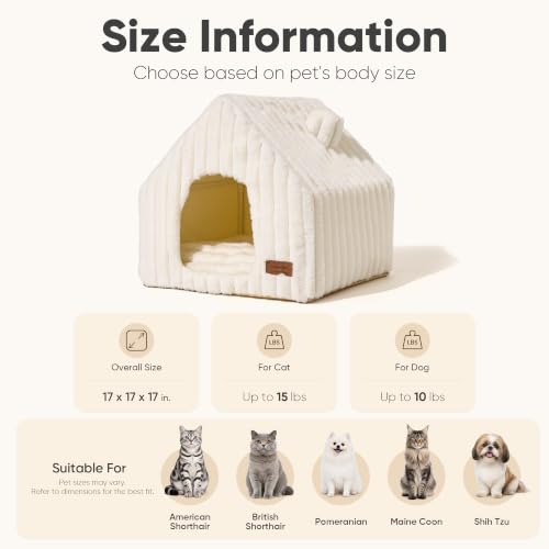 Cat Bed Cave, Enclosed Washable Covered Dog Bed with Support Frame - view 6
