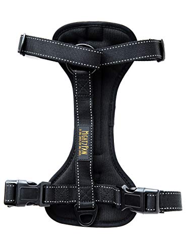 Dog Car Harness - Vehicle Safety Gear - 2 Leash Attachment - Adjustable Straps - Reflective Stitching - Soft Padding - Standard Harness Functionality - No Pull Front Leash Attachment - L