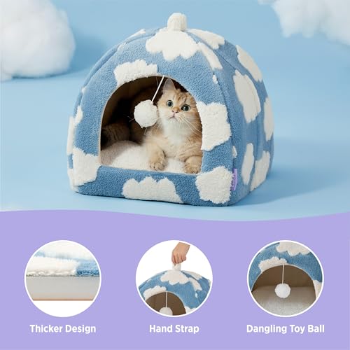 Lesure 2in1 Cute Cat House for Kitten with Washable Cushioned Pillow,16in - view 5