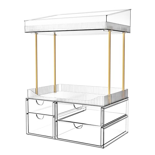 4-Tier Clear Makeup Organizer Bathroom Storage