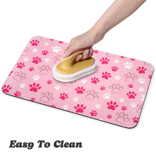 Dog Food Mat, Absorbent Water Bowl Mats Cat Pet Feeding Placemats Pink 20 * 12 inch - view 4