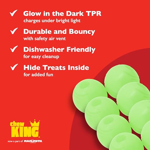 By Mammoth Glow-in-the-Dark Dog Fetch Balls (8-Pack), Lattice Rubber Balls for Night Play, High Bounce Fetch Toys, Rechargeable Under Any Light, Medium 2.5" - view 5