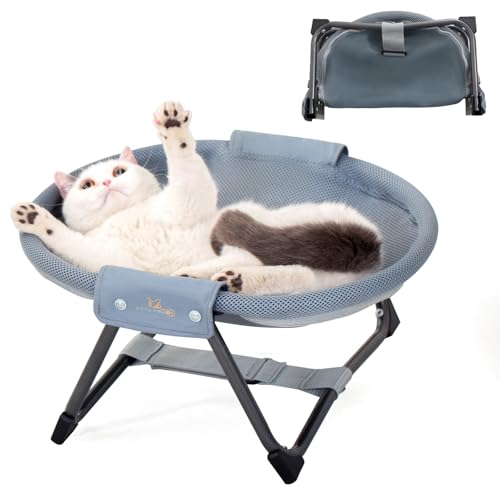 No-Assembly Folding Cat Hammock, Portable Elevated Cat Bed