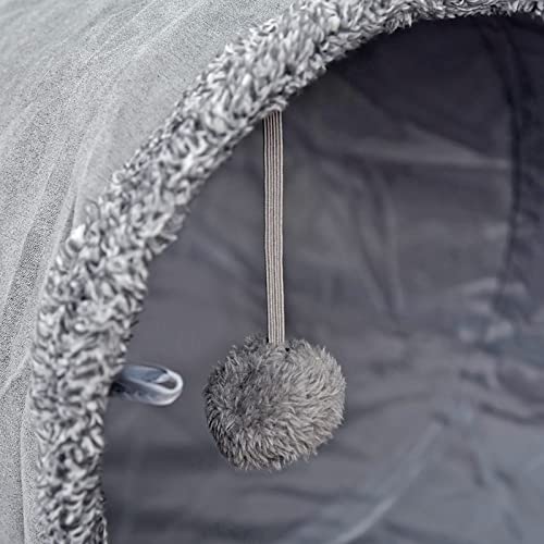 Cat Tunnel 26"(L) Dia 12" Tubes and Tunnels connectable with Large Crinkle Hide and Seek Toy for Bunny Puppy, Grey - view 4