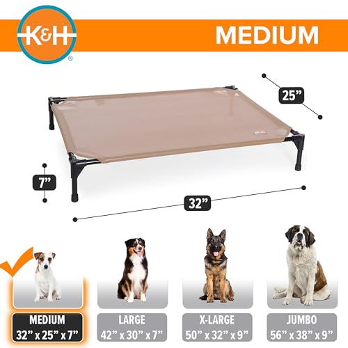 K&H Outdoor Elevated Dog Bed for Small & Medium Pets, Tan, Medium 32x25in - view 2