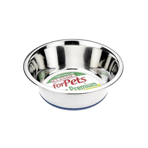 Pet Products Non-Slip Stainless Steel Dish (1600 ml - 215 mm, 8.5 inch Diameter Dog Bowl), Clear