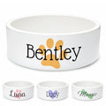 Custom Dog Bowl | Personalized Pet Feeding Bowl with Name for Food or Water | Microwave & Dishwasher Safe Ceramic Dish | Gift Idea for New Puppy Owners | White – Large
