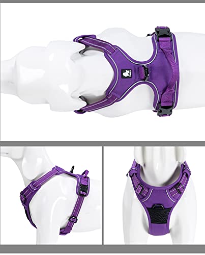 Adjustable No-Pull Dog Harness Reflective Vest, Purple, M - view 6