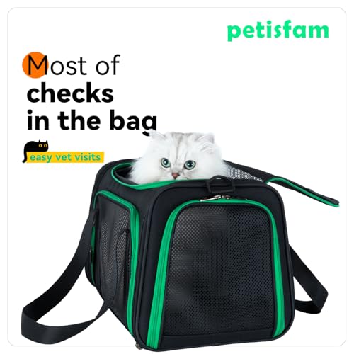 Quick-in Pet Carrier Bag for Cats & Dogs. Airy Mesh Windows Let Fur-Kids See You Reduce Anxiety & Breath Easy. Rip-Stop Fabric & Lockable Zips Hug Securely. Washable Comfy Pad. Collapsible - view 3
