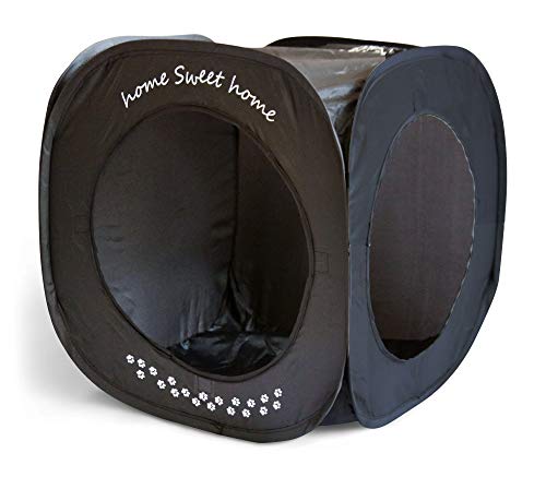 Home Sweet Home Pop Up Cat Cube. A Collapsible Indoor Cat House. Covered Pet Bed Hideaway Cave for Dogs and Other Pets Too