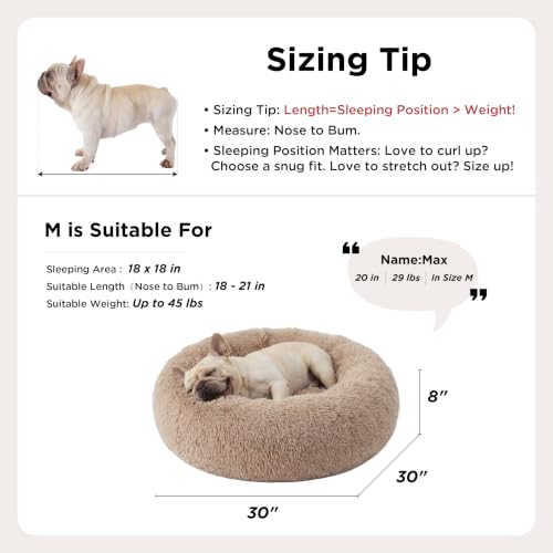 Calming Dog Bed Medium Size Dog Donut Washable Pet Bed,30ins Camel - view 6