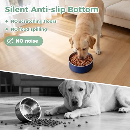 Dog Bowl,Stainless Stee Dog Water Bowl and Food Bowl,40 oz Blue - view 5