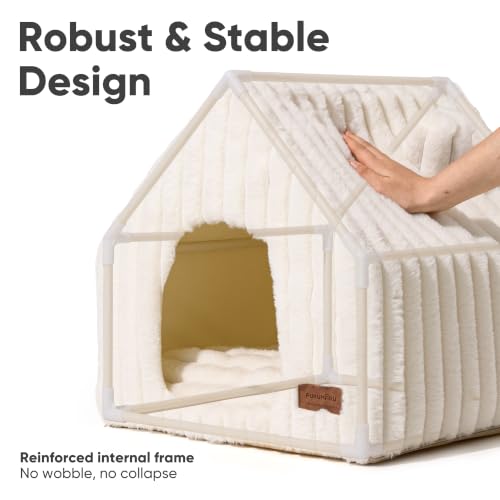 Cat Bed Cave, Enclosed Washable Covered Dog Bed with Support Frame - view 2