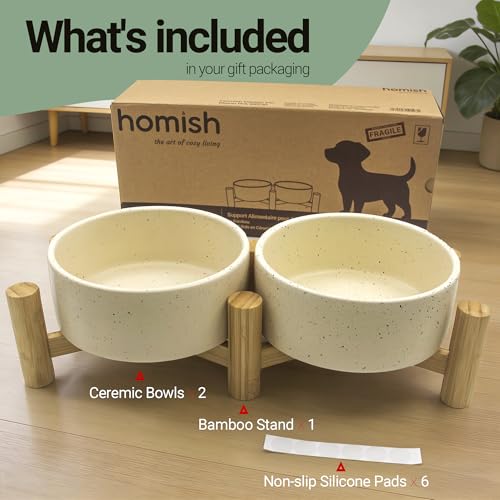 Elevated Dog Bowl & Cat Dish 27oz – Raised Ceramic Pet Food and Water Bowls with Bamboo Stand, Feeding Station for Small & Medium Pets, Prevents Neck Strain – Durable, Premium Quality - view 6