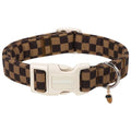 Brown Checked Dog Collar, Autumn Plaid Dog Collar,Western Grid Dogs Collars for Small Medium Dogs, Neck 11-16 inches