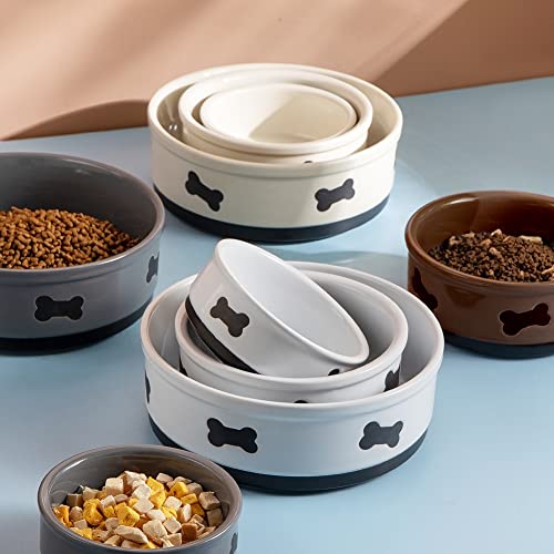 Sweejar Ceramic Dog Bowls with Bone Pattern, Dog Food Dish for Small Dogs, Porcelain Pet Bowl for Water 16 Fl Oz (Beige) - view 6