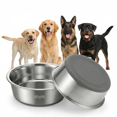 Non-Slip Stainless Steel Dog Bowls, 95 oz / 11.7 Cup, 2 Pack