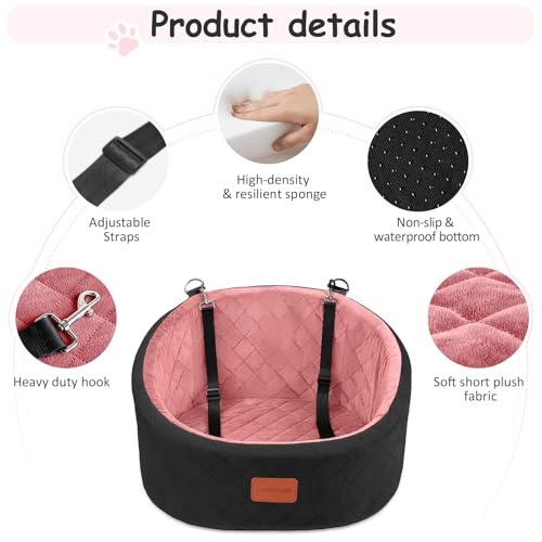 Dog Car Seat for Small Dogs Up to 30 Lbs with 2 Safety Dog Leashes - view 3