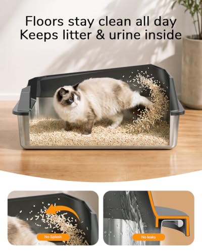XL Cat Litter Box: High-Sided Anti-Urine Leakage for Big Cats - view 3