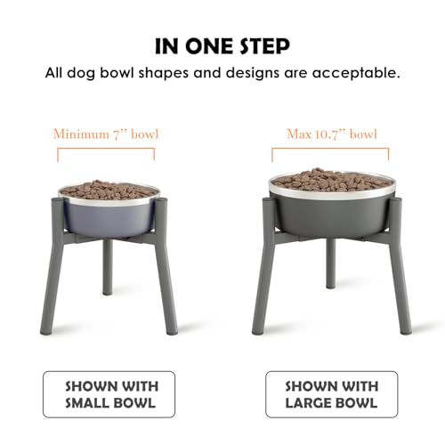 Grey Metal Stand for Large Dogs, Adjustable Width Tall Elevated Bowls for 7-10.6" Dishes, Food Water Feeder, Raised Holder, 11" Tall (Bowl Not Included) - view 5