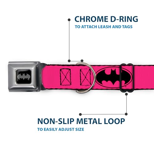 Dog Collar Seatbelt Buckle Bat Signal 3, Fuchsia Black, 15 to 26 Inches - view 5