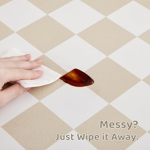 Checkered Dog Feeding Mat, Absorbent Mats for Dog Food and Water Bowl, Dispenser, Retro Aesthetic Khaki Beige Checkerboard Pet Placemat for Dogs, Cats, Puppy Accessories, 12" X 19” - view 5