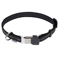 Adjustable Rubberized Reflective Dog Collar for Small Medium Dogs with ClickLock Buckle – Overall Length 12-18 inches (Black)