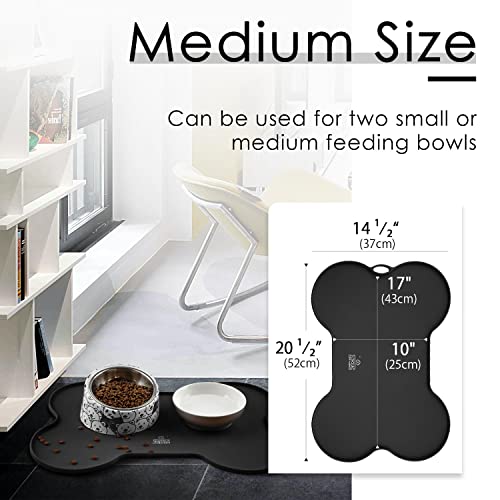 Dog Food Mat Bowl Mat for Floors Waterproof Silicone Cat Dog Feeding Mat for Food and Water Pet Placemat Non Spill Puppy Dish Tray Non Slip Bone Shaped Small Medium Large Pet Accessories - view 6