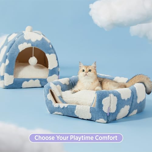Lesure 2in1 Cute Cat House for Kitten with Washable Cushioned Pillow,16in - view 3