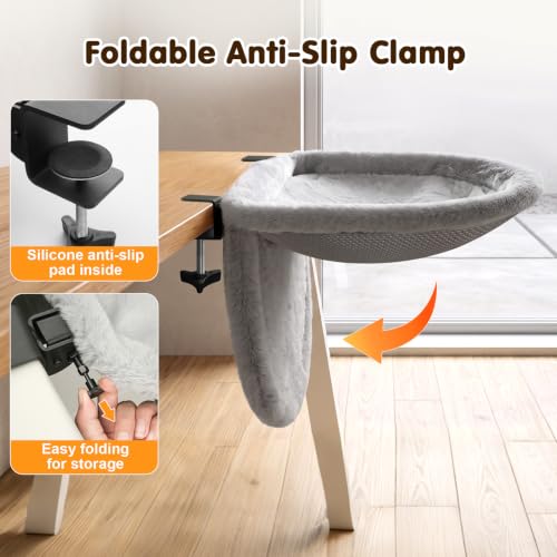 Foldable Large Cat Desk Bed, Hanging Cats Bed with Dual Clamps - view 4