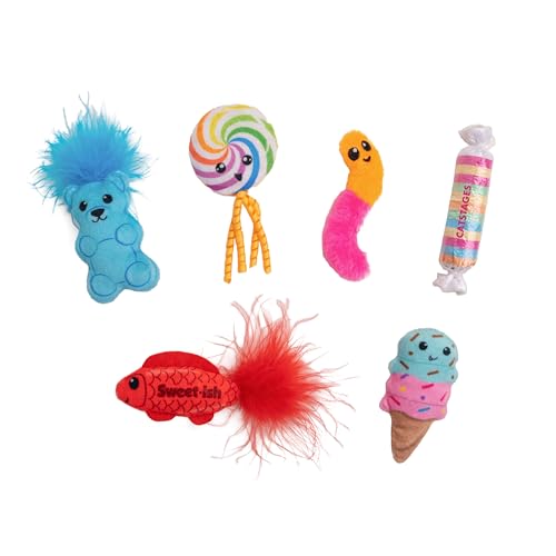 Kitty Sweet Treats Plush Catnip Cat Toys, 7.8", 6-Pack