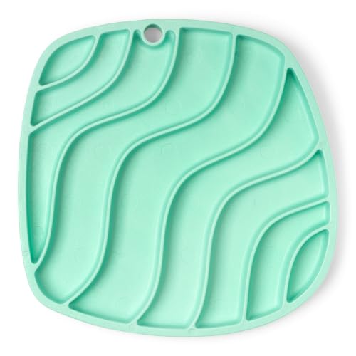 Seaflex Waves Feast Mat – All-in-One, Slow Feeder, Lick Mat – Encourages Foraging & Food Exploration - Engages Picky Eaters & Slow Feeding - Versatile – Easy to Clean, Non-Toxic - Mint