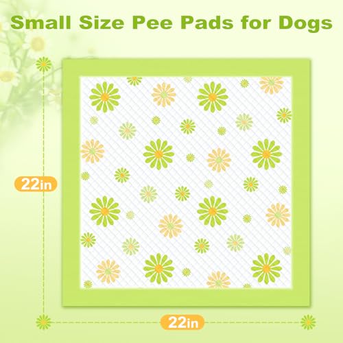 Puppy Pads with Adhesive Tabs Green Daisy Prints Small 22x22in 100Ct - view 4