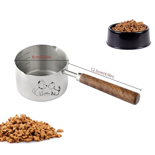 1 Cup Dog Cat Food Scoop, OHOLA Stainless Steel Dog Food Measuring Cup, Precision Scale Measurements (Stylish Pattern) - view 2