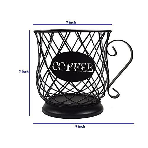 Coffee Pod Holder Mug Shape Multi Use K Cup Holder Coffee Station organizer Storage Wire Basket Food Storage for Counter Coffee Bar Black - view 6