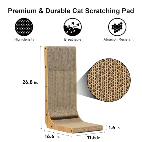 Cat Scratcher, 26.8 Inch L Shaped Cat Scratch Pad for Indoor Cats - view 3