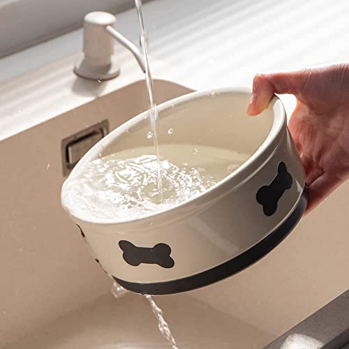 Sweejar Ceramic Dog Bowls with Bone Pattern, Dog Food Dish for Small Dogs, Porcelain Pet Bowl for Water 16 Fl Oz (Beige) - view 4