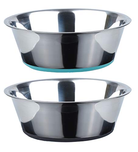 Deep Stainless Steel Dog Bowls, 3 US Cup Each, 2-Pack