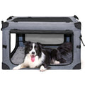 Collapsible Dog Crates for Large Dogs Portable Soft Sided Travel Dog Carrier for Indoor & Outdoor, 4-Door Foldable Pet Kennel with Durable Mesh Windows (Gray, 24.0" L x 17.0" W x 17.0")
