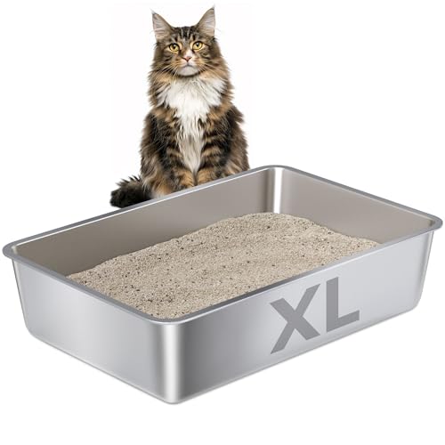 Stainless Steel Litter Box XLarge Big Cats,XL Metal Cat Litter Box