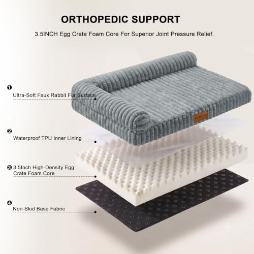 Orthopedic Medium Dog Bed Furry Pet Bed, Washable Cover 30''X20'' - view 6