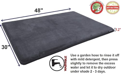 Luxury Extra Large Gel-Infused Memory Foam Dog Bed Mat Pillow Topper, Fit XL 48"X30" Crate, Waterproof Non Slip Bottom, Grey - view 4