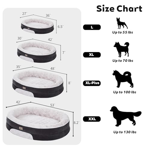 Orthopedic Dog Bed Couch for XLarge Plus Sized Pets with Egg Foam Support, Four-Sided Bolster Cushions, Soft Tear-Resistant Fabric, and Removable Machine Washable Plush Cover, 48'', Off-White - view 4