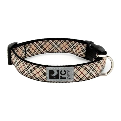 1 Inch Adjustable Dog Clip Collar, Medium, Tan Tartan