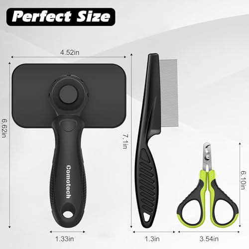 3PCS Cat Grooming Supplies,Cat Brush & Nail Clipper/Trimmer & Flea Comb for Shedding Indoor Cats Dogs and Small Animals - Meet All Your Pet's Daily Grooming Needs - All in One Set (Green) - view 6