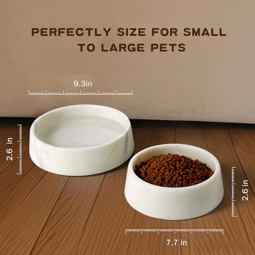 White Marble Dog Bowl, Non-Slip Dog Food Water Bowl, Small Weighted Stone Dish, Natural Marble Heavy Pet Bowl, Easy to Clean, Gifts for Cat Lovers, Perfect Cat Dog Gifts, Holds 4 Cups(5 lbs) - view 5